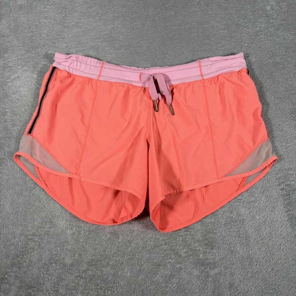Lululemon Hotty Hot Shorts Womens 4 Pink Salmon‎ Lined Pockets Gym Running